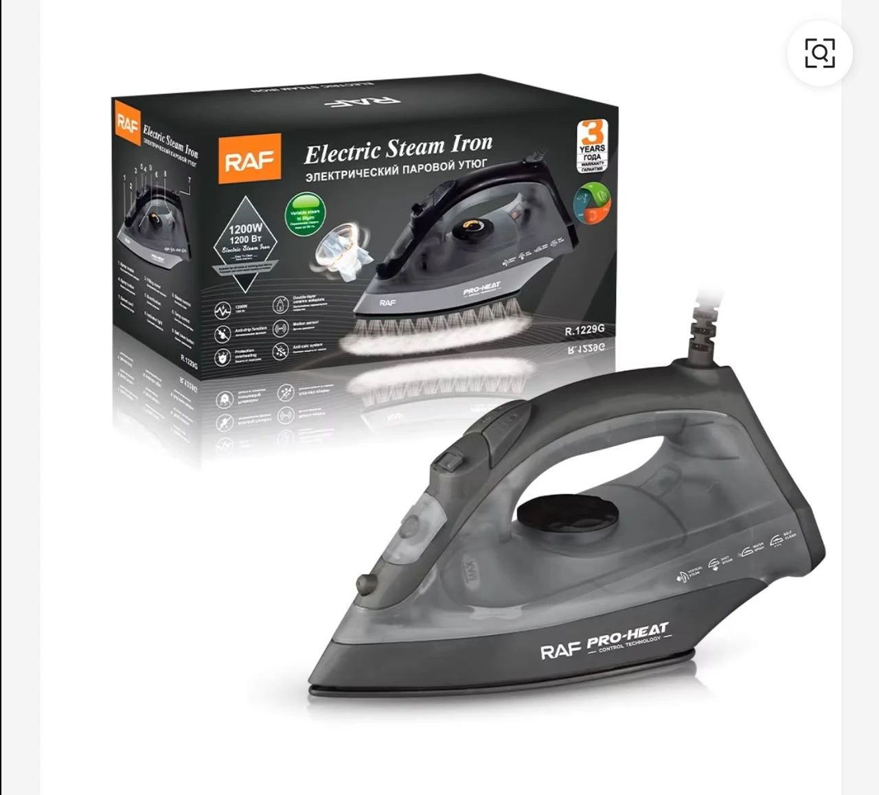 RAF Electric Steam Iron – Powerful Steam Clothes Iron for Easy Wrinkle Removal, Home & Travel Use